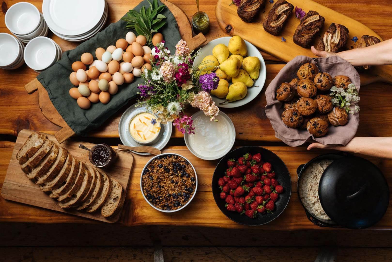 Breakfast at Stowel Lake Farm, Saltspring Island Retreat Centre.